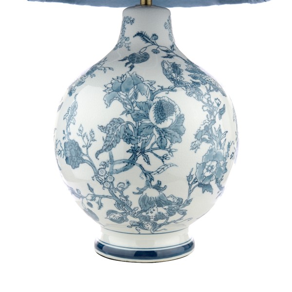 (image for) Laura Ashley Maltby Table Lamp Blue Ceramic and Antique Brass With Shade